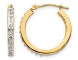 Accent Diamond Round Hoop Earrings in 14K Yellow Gold (3/4 Inch)